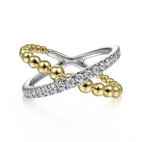 14K WhiteYellow Gold Bujukan Diamond Criss Cross Ring GABRIEL CO Rings