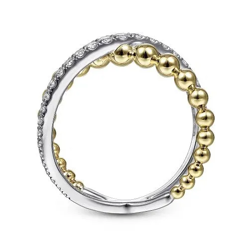 14K WhiteYellow Gold Bujukan Diamond Criss Cross Ring GABRIEL CO Rings