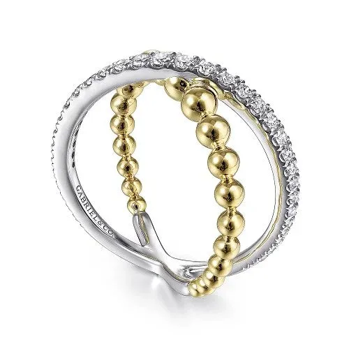 14K WhiteYellow Gold Bujukan Diamond Criss Cross Ring GABRIEL CO Rings
