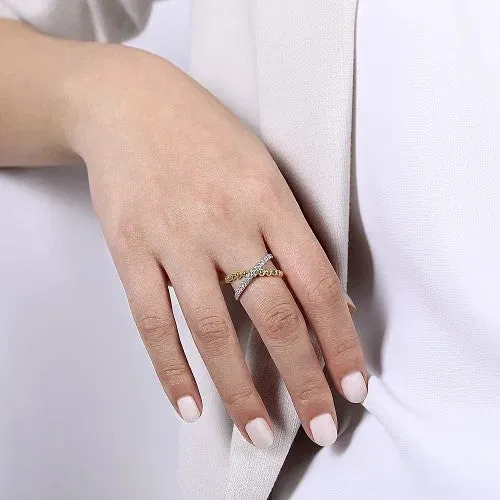 14K WhiteYellow Gold Bujukan Diamond Criss Cross Ring GABRIEL CO Rings