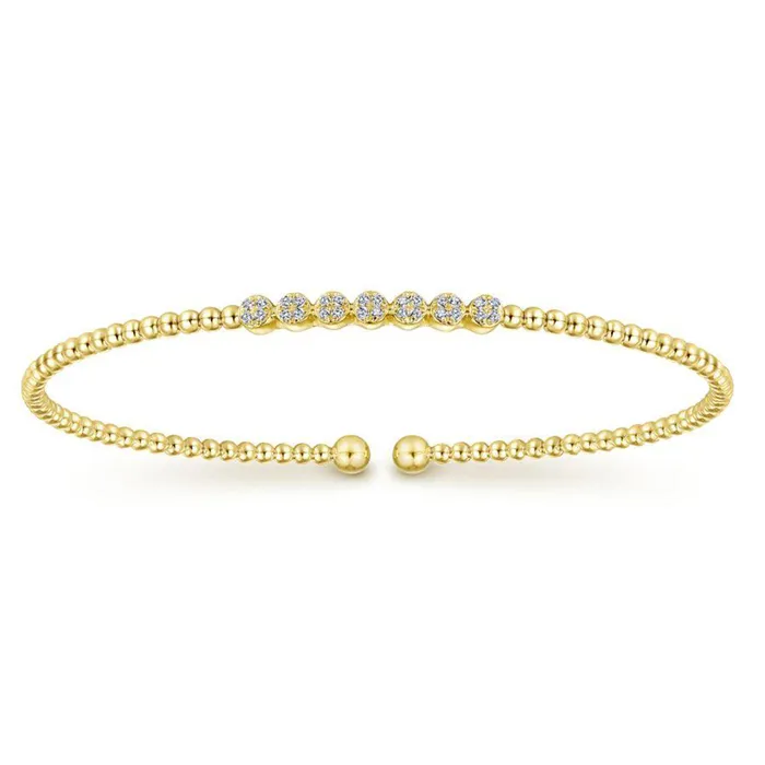 14K Yellow Gold Bujukan Bead and 013cttw Cluster Diamond Bangle GABRIEL CO Bracelets 14K Yellow Gold Bujukan Bead and 013cttw Cluster Diamond Bangle GABRIEL CO Bracelets