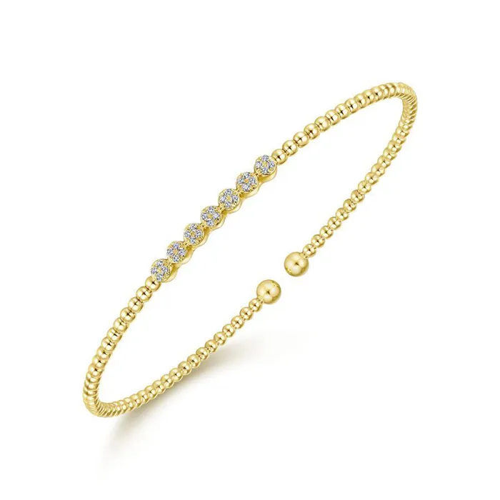 14K Yellow Gold Bujukan Bead and 013cttw Cluster Diamond Bangle GABRIEL CO Bracelets 14K Yellow Gold Bujukan Bead and 013cttw Cluster Diamond Bangle GABRIEL CO Bracelets