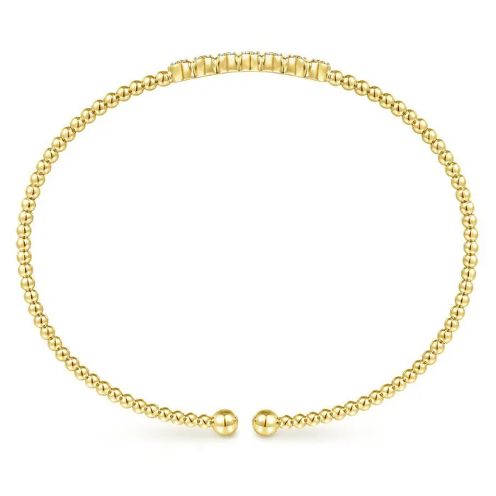 14K Yellow Gold Bujukan Bead and 013cttw Cluster Diamond Bangle GABRIEL CO Bracelets 14K Yellow Gold Bujukan Bead and 013cttw Cluster Diamond Bangle GABRIEL CO Bracelets