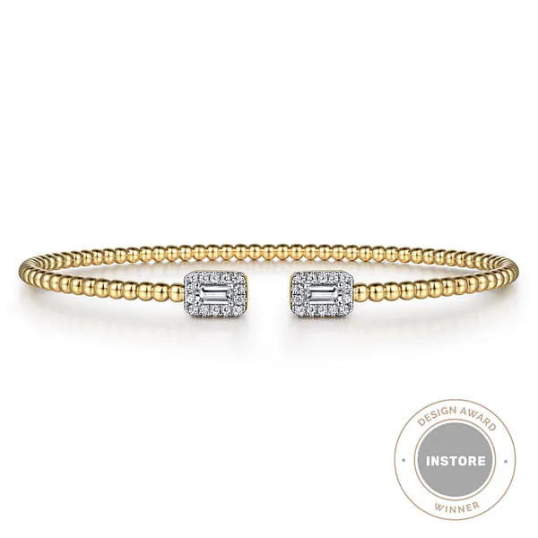 14K Yellow Gold Bujukan Open Cuff Bracelet with Diamond Baguettes GABRIEL CO Bracelets 14K Yellow Gold Bujukan Open Cuff Bracelet with Diamond Baguettes GABRIEL CO Bracelets