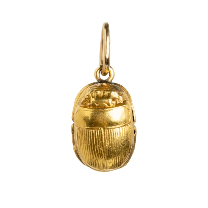 Bell Bird Antiques Necklaces Victorian Era 15k Gold Scarab Pendant