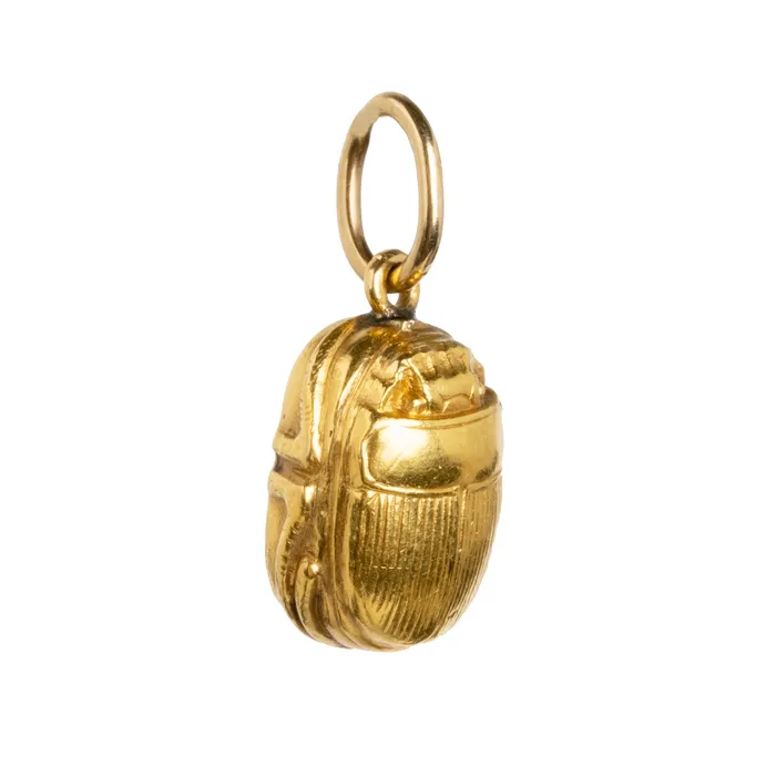 Bell Bird Antiques Necklaces Victorian Era 15k Gold Scarab Pendant