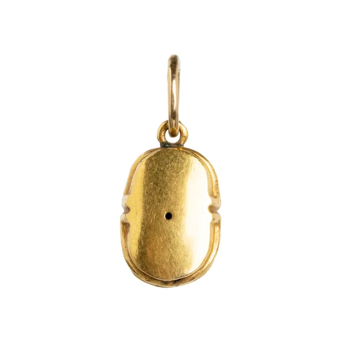 Bell Bird Antiques Necklaces Victorian Era 15k Gold Scarab Pendant