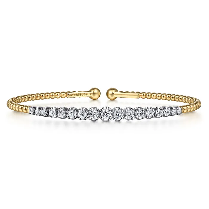 Bracelets 14K White and Yellow Gold Diamond Bujukan Bangle GABRIEL CO