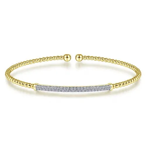 Bracelets GABRIEL CO 14K Yellow Gold Bujukan Diamond Bar Split Bangle
