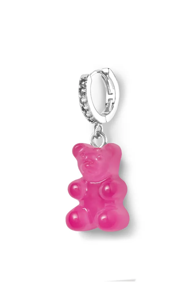 Crystal Haze Jewelry Earrings Nostalgia bear hoop Silver plated Lollipop