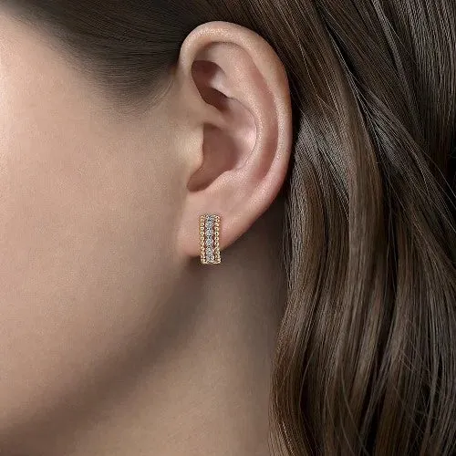 Earrings 14K WhiteYellow Gold Bujukan Huggie Pave Diamond Earrings GABRIEL CO Earrings 14K WhiteYellow Gold Bujukan Huggie Pave Diamond Earrings GABRIEL CO