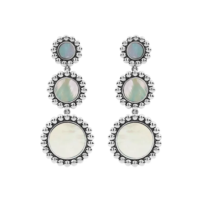 Earrings Maya Three Mother of Pearl Circle Drop Earrings LAGOS