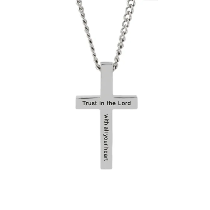 Forever Truth Necklaces Trust In The Lord Simple Silver Cross Necklace