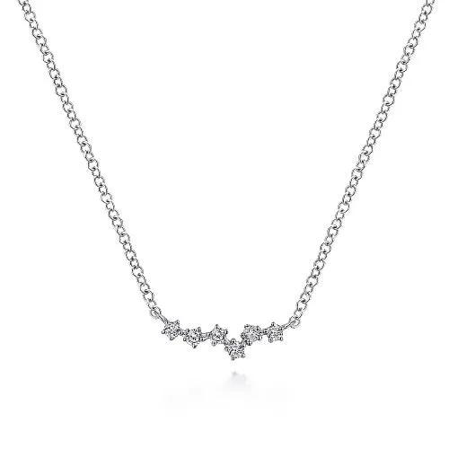 GABRIEL CO 14K White Gold Diamond Constellation Bar Necklace Necklaces