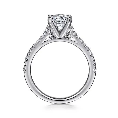 GABRIEL CO 14K White Gold Round Diamond Engagement Ring Rings