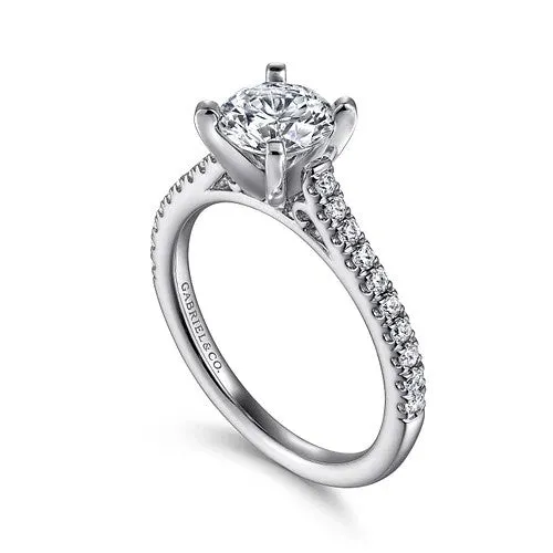 GABRIEL CO 14K White Gold Round Diamond Engagement Ring Rings