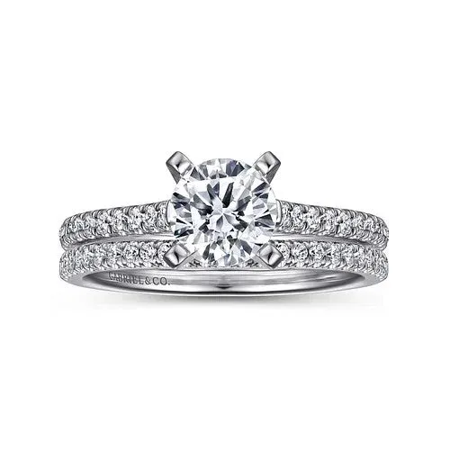 GABRIEL CO 14K White Gold Round Diamond Engagement Ring Rings