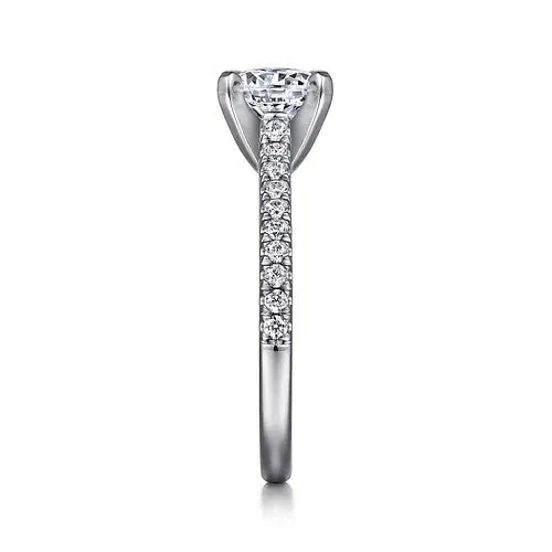 GABRIEL CO 14K White Gold Round Diamond Engagement Ring Rings