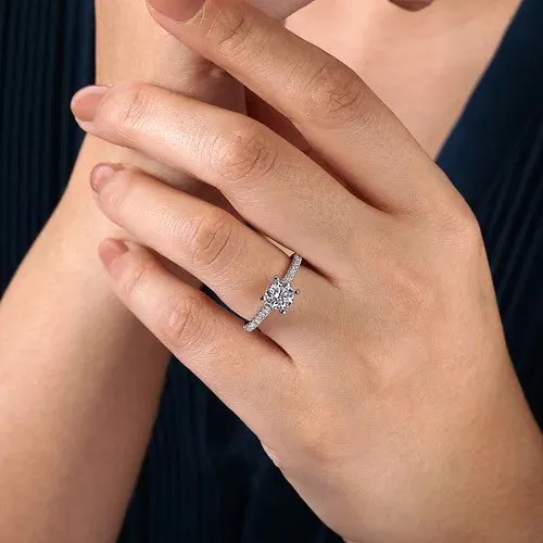 GABRIEL CO 14K White Gold Round Diamond Engagement Ring Rings