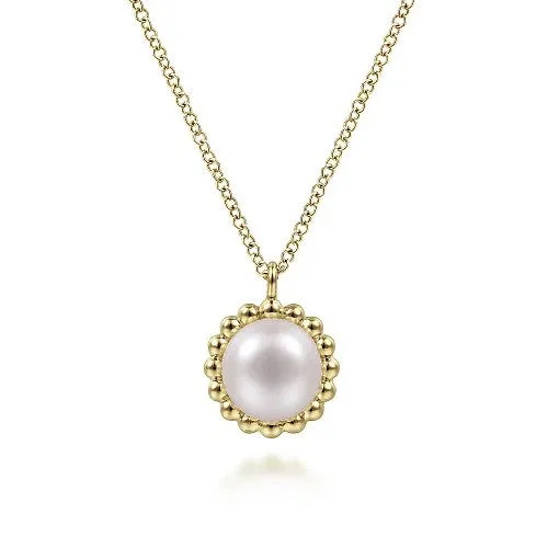 GABRIEL CO Necklaces 14K Yellow Gold Bujukan Pearl Pendant Necklace