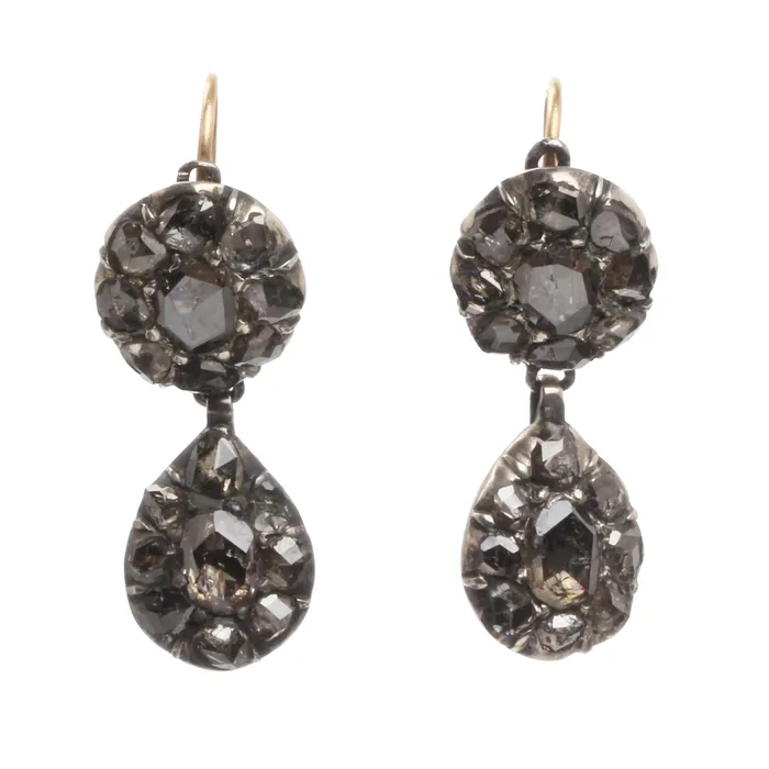 Georgian Diamond Drop Earrings Bell Bird Antiques Earrings