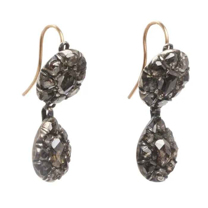 Georgian Diamond Drop Earrings Bell Bird Antiques Earrings