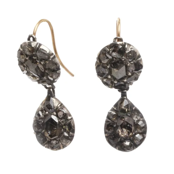 Georgian Diamond Drop Earrings Bell Bird Antiques Earrings