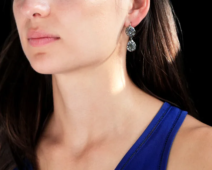 Georgian Diamond Drop Earrings Bell Bird Antiques Earrings