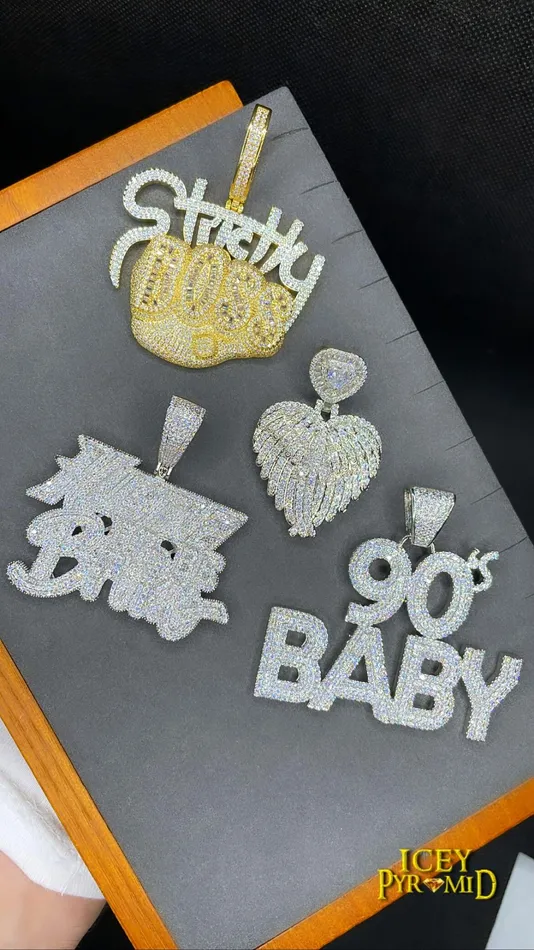 HUSTLE OR BE BROKE Hustle Or Be Broke Iced Out Letter Diamond Pendant Necklace Necklaces