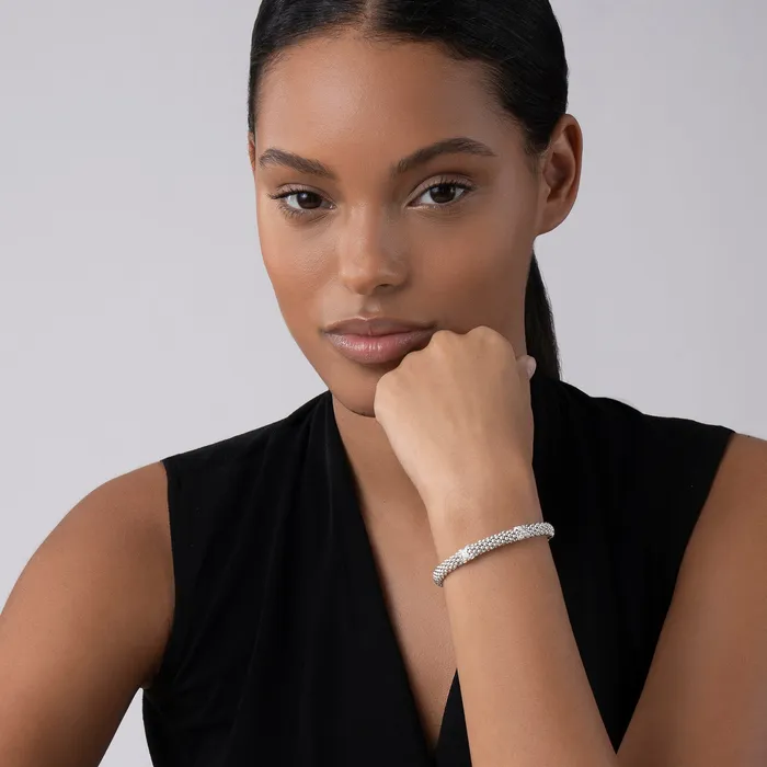 LAGOS Bracelets Embrace Three Station Silver X Diamond Bracelet 6mm