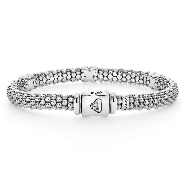 LAGOS Bracelets Embrace Three Station Silver X Diamond Bracelet 6mm