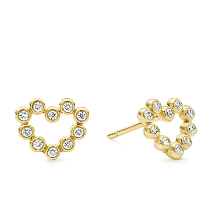 LAGOS Earrings KSL 18K Gold Heart Diamond Stud Earrings