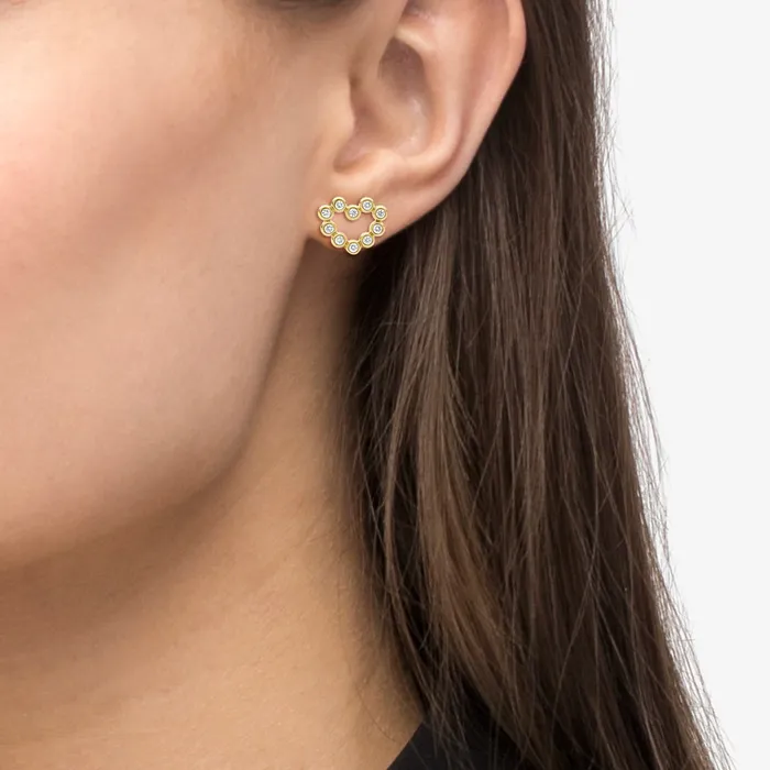 LAGOS Earrings KSL 18K Gold Heart Diamond Stud Earrings