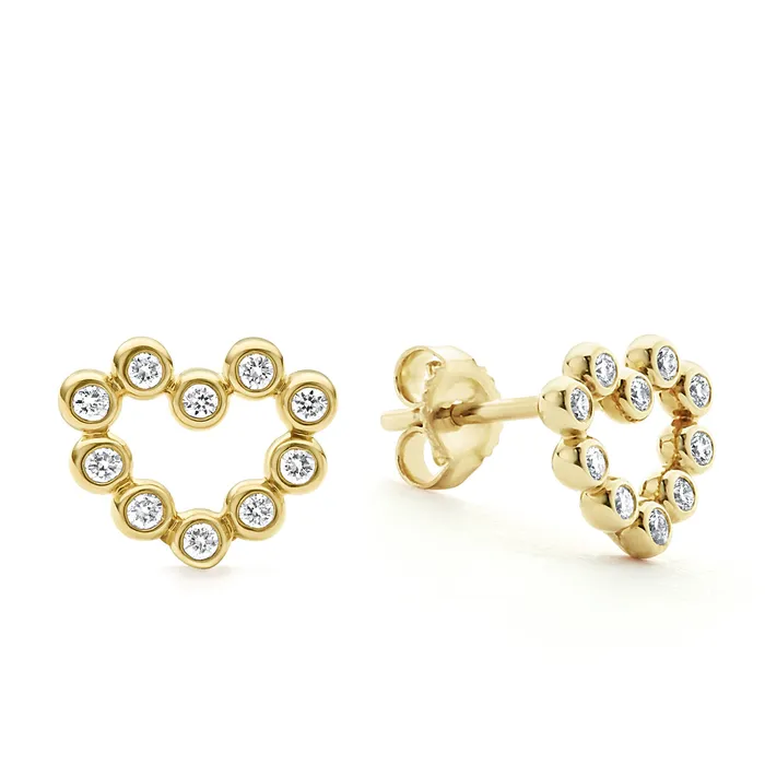 LAGOS Earrings KSL 18K Gold Heart Diamond Stud Earrings