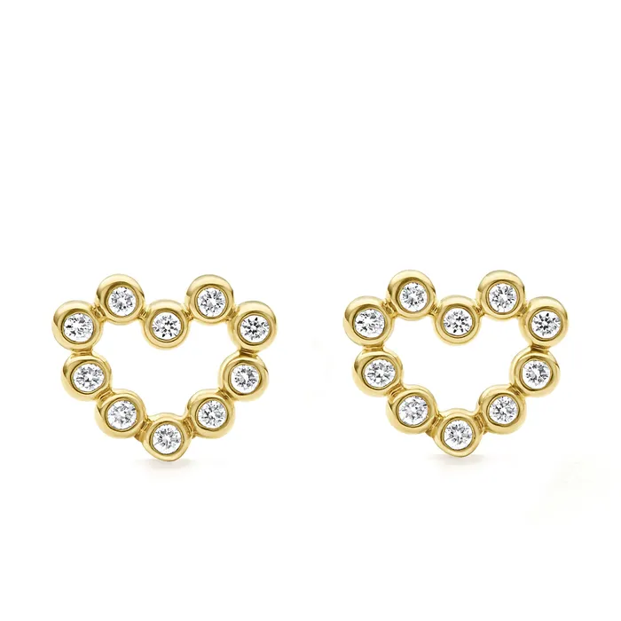 LAGOS Earrings KSL 18K Gold Heart Diamond Stud Earrings