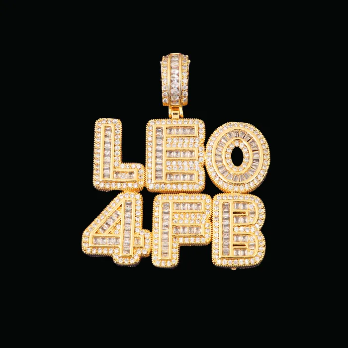 Necklaces Baguette Any Letter Iced Out Personalized Custom Name Necklace Pendant BAGUETTE