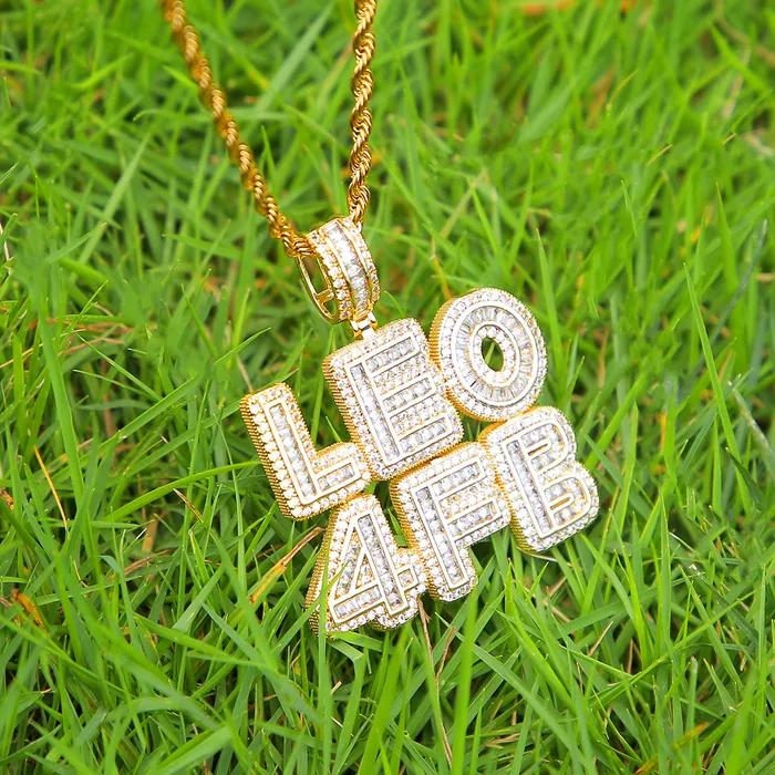 Necklaces Baguette Any Letter Iced Out Personalized Custom Name Necklace Pendant BAGUETTE