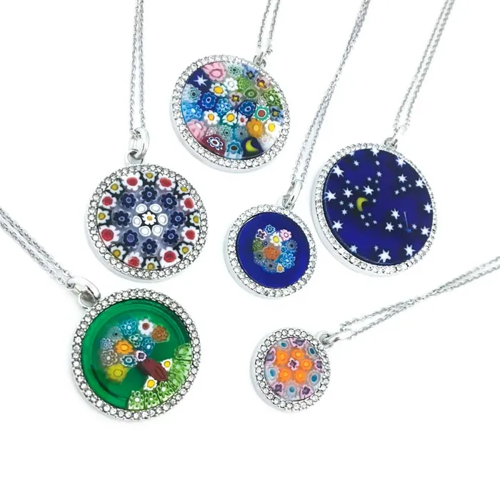 Necklaces Murrina pendant with swarovski 18 mm MuranoVItrum