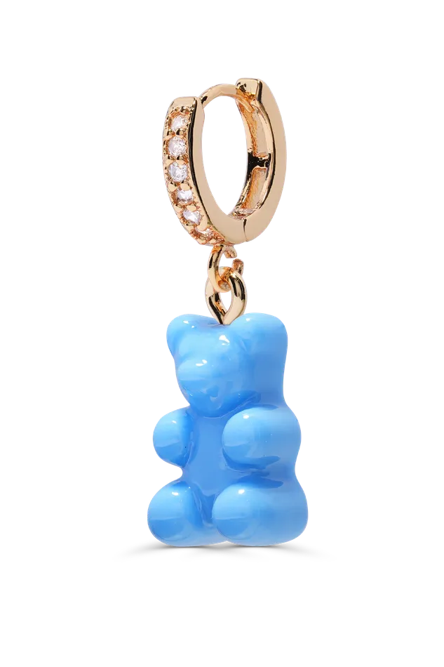 Nostalgia Bear Hoop Sky blue Crystal Haze Jewelry Earrings