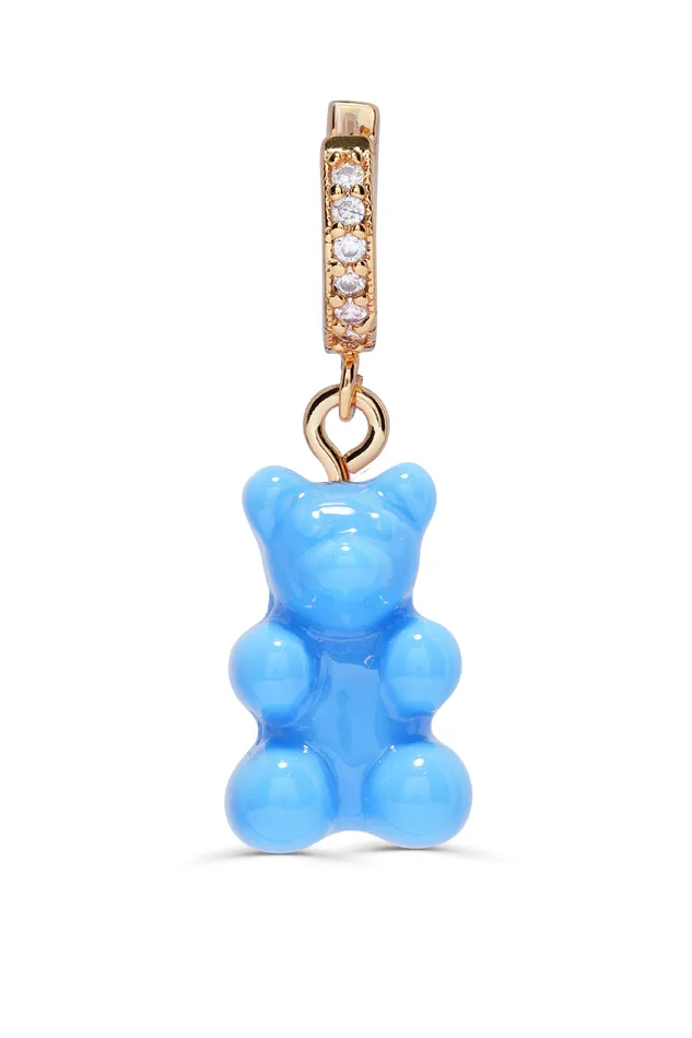 Nostalgia Bear Hoop Sky blue Crystal Haze Jewelry Earrings