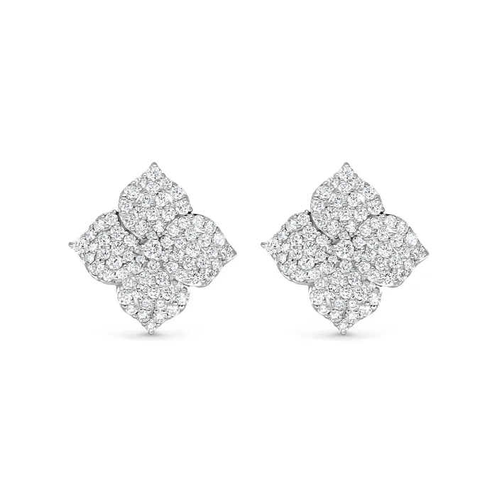 Polachecks Collection Earrings Large Diamond Pav Flower Earrings