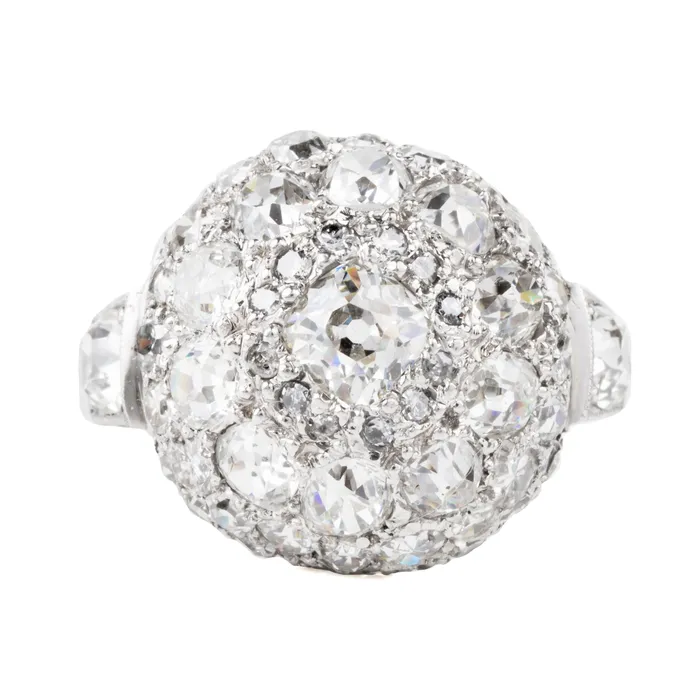 Retro Old Mine Cut Diamond Bomb Ring Bell Bird Antiques Rings