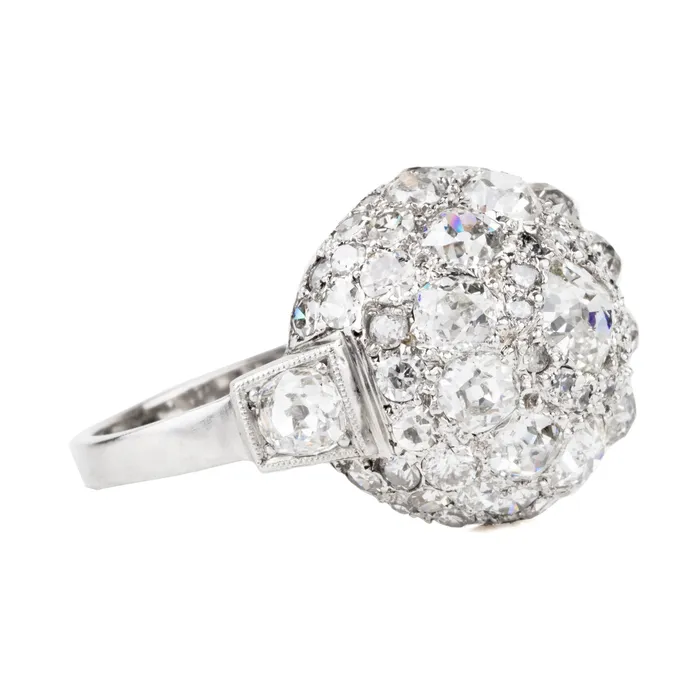 Retro Old Mine Cut Diamond Bomb Ring Bell Bird Antiques Rings