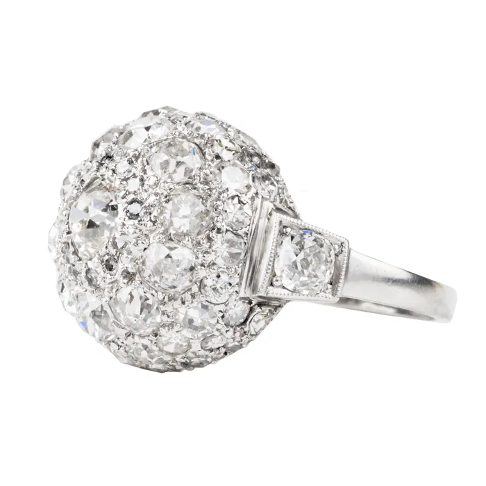 Retro Old Mine Cut Diamond Bomb Ring Bell Bird Antiques Rings