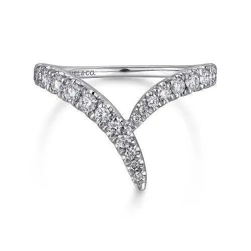 Rings GABRIEL CO 14K White Gold V Shaped Bypass Diamond Ring