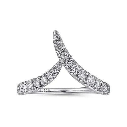 Rings GABRIEL CO 14K White Gold V Shaped Bypass Diamond Ring