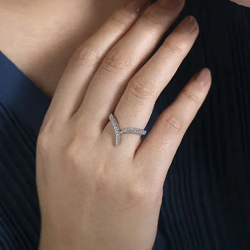 Rings GABRIEL CO 14K White Gold V Shaped Bypass Diamond Ring
