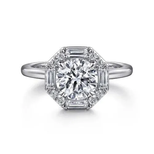 Rings GABRIEL CO Seina 14K White Gold Round Hidden Halo Diamond Engagement Ring Setting Only Rings GABRIEL CO Seina 14K White Gold Round Hidden Halo Diamond Engagement Ring Setting Only