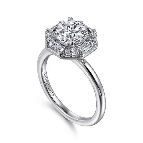 Rings GABRIEL CO Seina 14K White Gold Round Hidden Halo Diamond Engagement Ring Setting Only Rings GABRIEL CO Seina 14K White Gold Round Hidden Halo Diamond Engagement Ring Setting Only