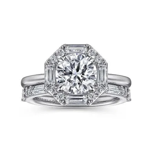 Rings GABRIEL CO Seina 14K White Gold Round Hidden Halo Diamond Engagement Ring Setting Only Rings GABRIEL CO Seina 14K White Gold Round Hidden Halo Diamond Engagement Ring Setting Only